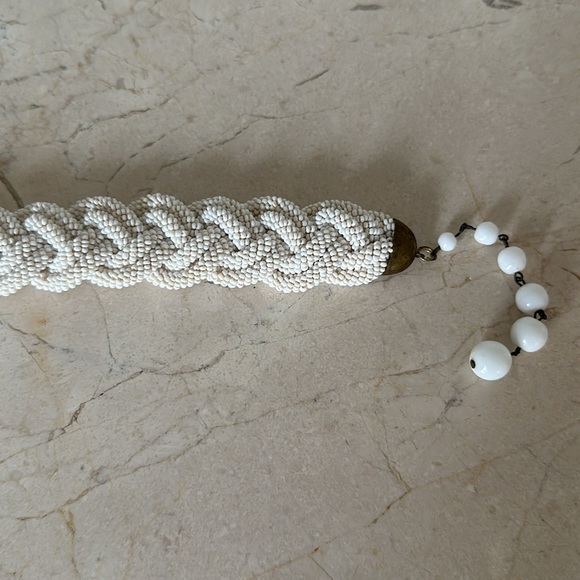 Vtg white micro bead braid choker vintage - Picture 7 of 8